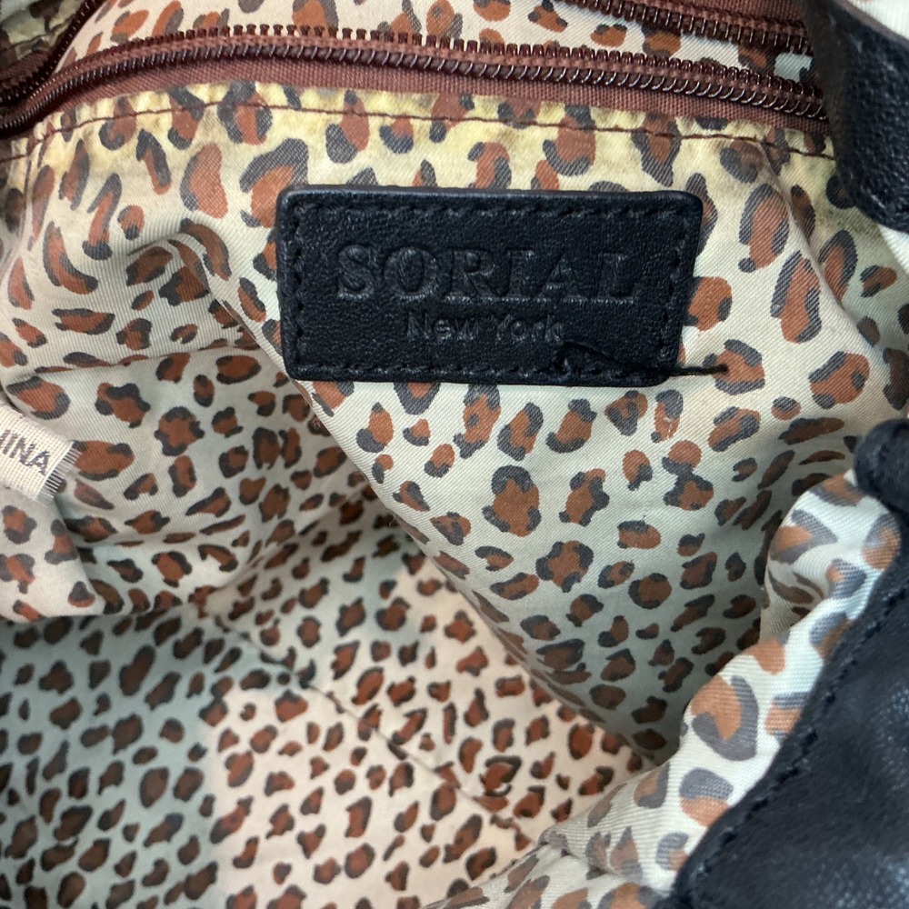 SORAL‎ New York Black Leather Convertible Shoulder Handbag - Picture 8 of 10